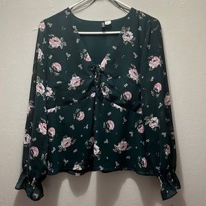 Green floral blouse from H&M divided brand. size 10/12 (L).